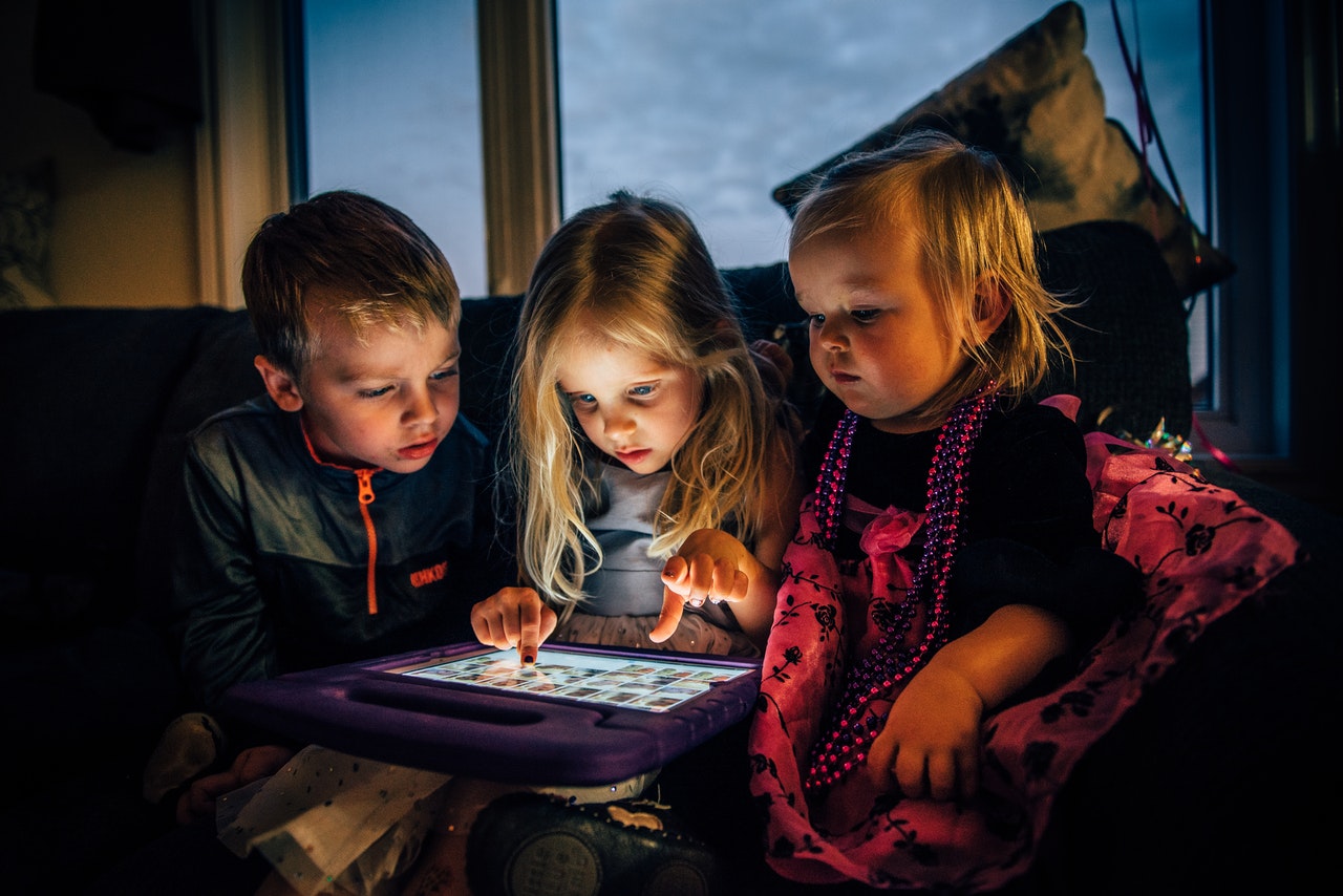 Young kids using a tablet